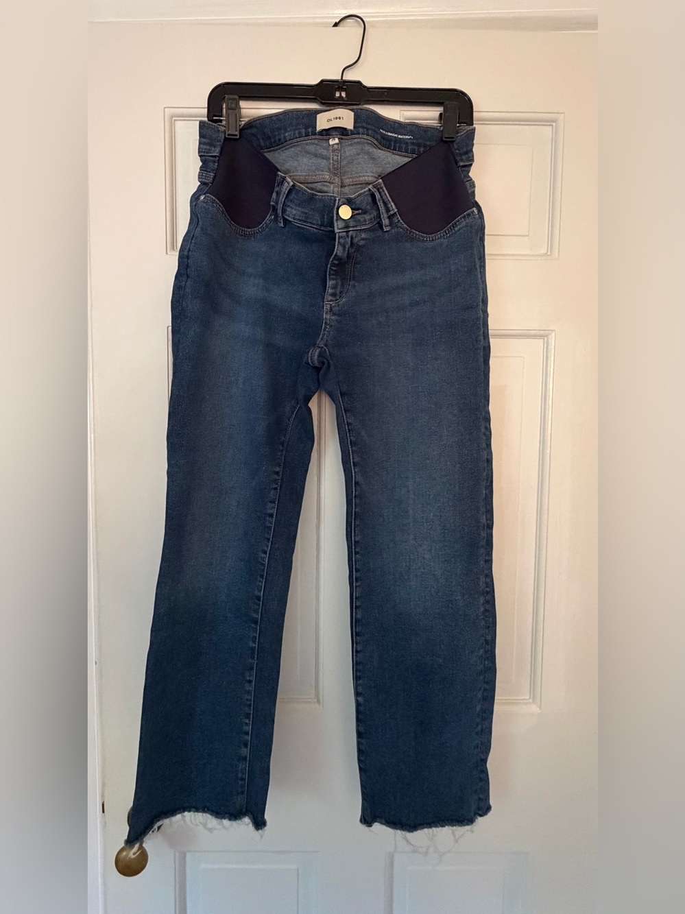 DL1961 Maternity Dark Blue Straight-Leg Jeans with Stretch Panels